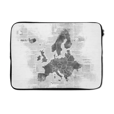 Produktbild von MuchoWow® Laptop Hülle 13 Zoll Eurocard auf Zeitungspapier - schwarz und weiß Laptoptasche - Laptophülle - Sleeve - Rundumschutz
