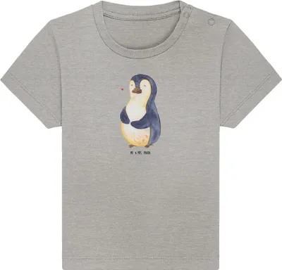 Produktbild von Mr. & Mrs. Panda  T-Shirt Pinguin Diät 24. - 36. Monat - Heather Grey - Geschenk, Abnehmen, Baby Kurzarmshirt, Babyshirt, Gewicht, Shirt