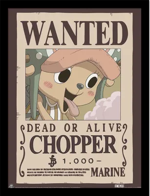 Produktbild von One Piece - "Wanted" Gerahmtes Poster, Tony Chopper PM13111 (40 cm x 30 cm) (Braun/Pink)