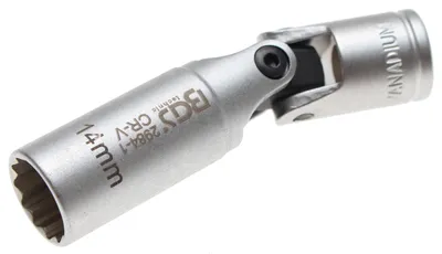 Immagine prodotto di BGS Presa a snodo per candelette a dodici unità quadrate 10 mm (3/8") SW 14 mm - 2984-1