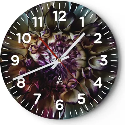 Produktbild von Wanduhr - Rund - Glasuhr - Blätter Agave Blume - 40x40cm - Schleichendes Uhrwerk - Lautlos - zum Aufhängen bereit - Dekoration Modern - Wanddekoration aus Glas - C4AR40x40-5122