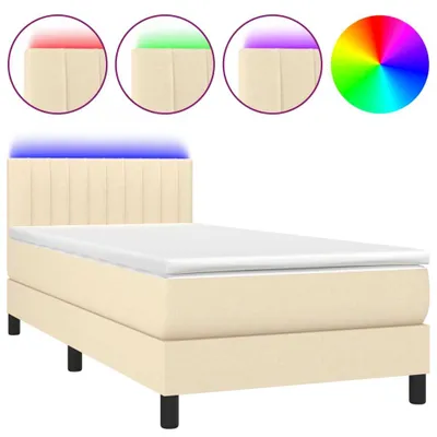 Produktbild von Boxspringbett mit Matratze & LED Creme 90x200 cm Stoff