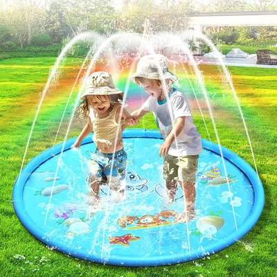 Produktbild von Wassersprühmatte Wasserspielmatte Sprinklermatte - 100 cm - rutschfest - Blau
