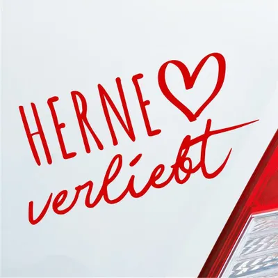 Produktbild von Auto Aufkleber Herne verliebt Herz Stadt Heimat Liebe Car 19x10 cm Rot Sticker Heckscheibenaufkleber
