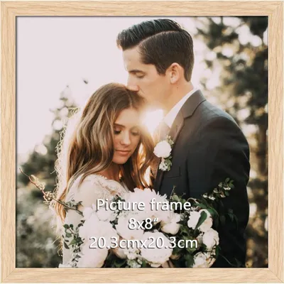 Image de Cadre photo imitation bois, 20x20 cm, en plastique, pour accrocher au mur ou poser sur une table