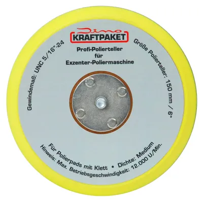 Productafbeelding van Dino KRAFTPAKET 640223: 150 mm steunplaat met 5/16-24 schroefdraad, inclusief klittenband-polijplaat voor Exze