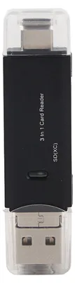 Obrázek produktu pro multifunkční čtečka karet 3 v 1 s konektory typu E, C a Micro USB pro vysokorychlostní přenos (černá)
