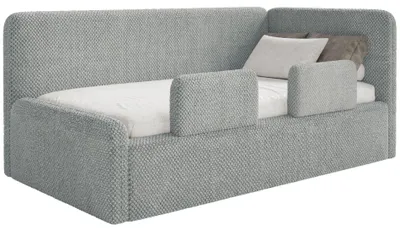 Image de Selsey Fanko – Lit enfant 90 x 200 cm avec barrière de sécurité, matelas, tête de lit à droite, peluche, gris