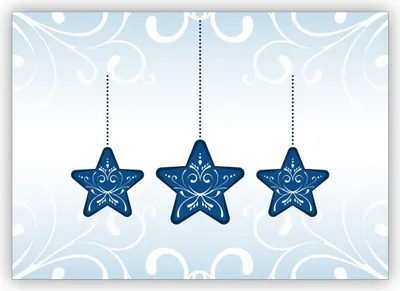 Produktbild von Klassische blaue Weihnachtskarte mit Sternen und Ornamenten
