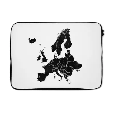 Produktbild von MuchoWow® Laptop Hülle 14 ZollEuropa-Karte in schwarzer Aquarellfarbe - schwarz und weiß Laptoptasche - Laptoptasche - Stoßsicher - Schutzhaube