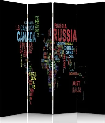 Produktbild von Paravent - Raumteiler World Map - Dekorativer Raumtrenner cm. 145x170 (4 x)