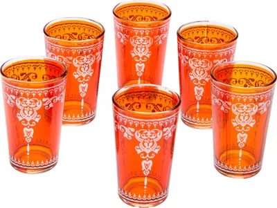 Obrázek produktu pro 6 středomořských sklenic na čaj Andalous Orange - sada 6 sklenic na čaj