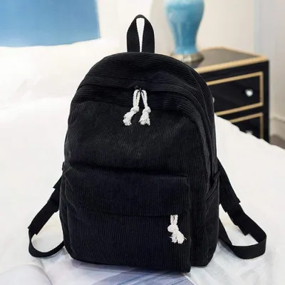 Produktbild von Uni Schulrucksack, Vintage Casual Cord Solid Rucksack, leicht, wasserabweisend, College Reisetasche