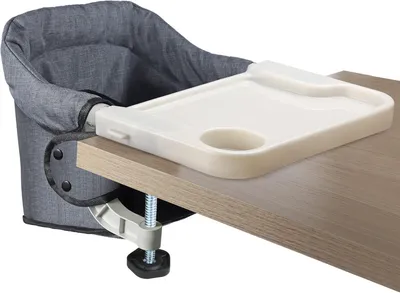 Imagen del producto de Silla alta plegable para bebés con bandeja, cinturón de seguridad de 3 puntos, para niños de 6 a 36 meses, color gris, ideal para usar en casa y de viaje