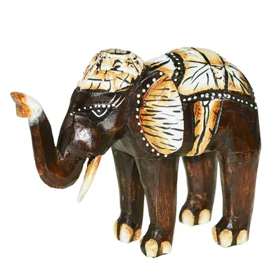 Produktbild von 1 Holzfigur Elefant 20cm handmade Albesia-Holz Deko-Elefant Figur Holzelefant