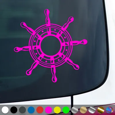 Produktbild von PantherPixel Steuerrad Aufkleber Meer Nordsee Ostsee Schiff Sticker Auto Geschenkidee Farbe Neon-Pink