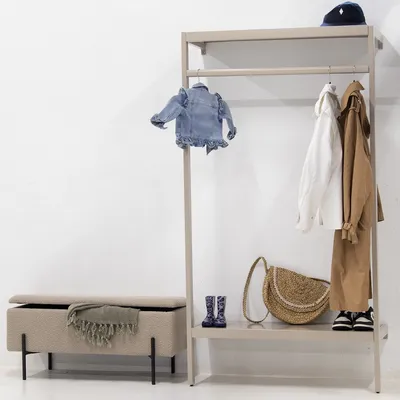 Produktbild von Wandgarderobe Beige - Metall - 100x40x185cm - Garderobe Manoué - Giga Meubel