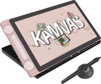 Zdjęcie produktu dla Tablet do rysowania, wyświetlacz 13,3", czułość nacisku 16384, różowy z podstawką