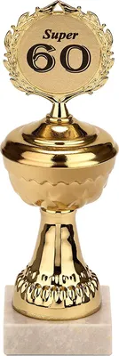 Immagine prodotto di Trofeo BRUBAKER con anno - trofeo dorato con base in marmo - idea regalo per compleanni e anniversari - motivo: Super 60