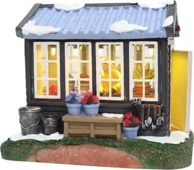 Produktbild von Hobby-Gewächshaus mit LED Polyresin 16 cm Santaville