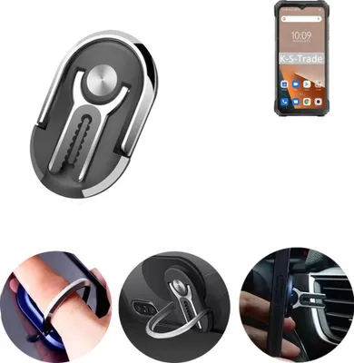 Produktbild von K-S-Trade 3in1 Smartphone-Ring Handy-Ring kompatibel mit Blackview BL8800 5G Fingerhalterung  Handyring Tischständer Lüftungsgitter-Halterung Tisch