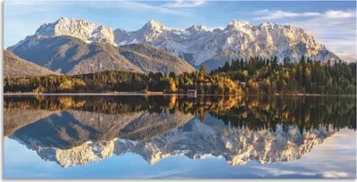 Produktbild von ARTland Wandbild Alu für Innen & Outdoor Karwendelblick am Barmsee Größe: 40x20 cm