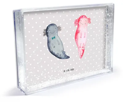 Produktbild von Mr. & Mrs. Panda Bilderrahmen Axolotl Liebe - Grau Pastell - Geschenk, für Frauen, Hochzeitstag, Acrylrahmen, Partner, 3D-Bilderrahmen, Freund, Freundin, Fotohalter