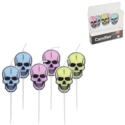 Productafbeelding van Halloween feestkaarsen pastel 8 cm set van 6
