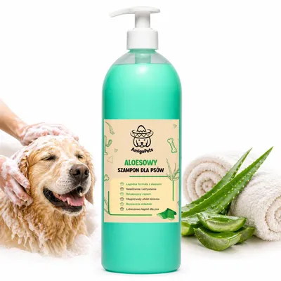 Zdjęcie produktu dla AmigoPets Szampon dla Psów z Aloesem 1L Delikatna Pielęgnacja Neutralne pH dla Wszystkich Ras