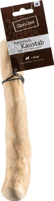 A dog chew toy made of coffee wood, with its packaging.