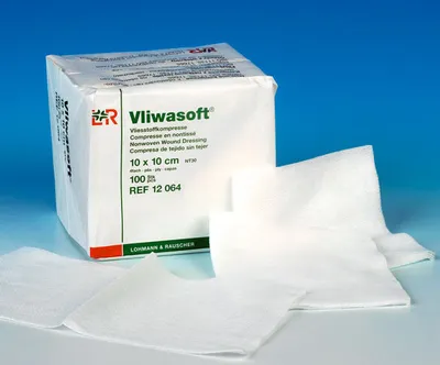 Produktbild von VLIWASOFT Vlieskompressen unsteril 10x10 cm 4-lagig 100-er pack