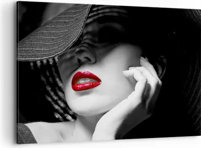 Produktbild von Bild auf Leinwand - Leinwandbild - Frau Gesicht Lippen - 100x70cm - Wand Bild - Wanddeko - Leinwanddruck - Bilder - Kunstdruck - Wanddekoration - Leinwand bilder - Wandkunst - AA100x70-3618