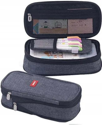 Image de Trousse à crayons pour l'école, compartiment unique, extensible, organiseur, gris