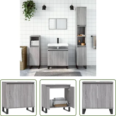 Immagine prodotto di The Living Store Mobile da bagno Grigio Sonoma 58x33x60 cm Materiale in legno