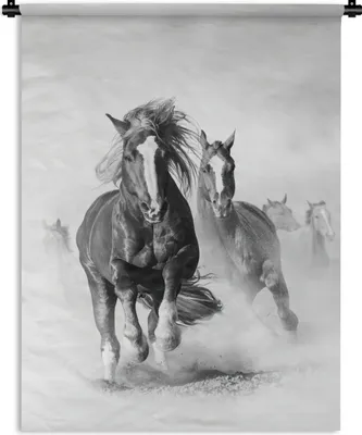 Produktbild von MuchoWow® Wandteppich Wandbehang Pferde - Tiere - Illustration 150x200 cm Tapisserie Dekoration Wandtuch - Wandaufhängung - Moderner