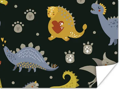Produktbild von MuchoWow® Poster Dino - Kinder - Schnittmuster - Jungen - Mädchen - Dinosaurier 160x120 cm - Foto Plakat