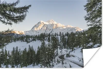 Produktbild von MuchoWow® Poster Eine Bergstraße mit Blick auf die amerikanische Landschaft zur Weihnachtszeit 180x120 cm - Fotoplakat