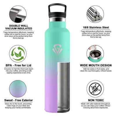 Produktbild von Edelstahl Trinkflasche 1L JAPORIA, Isolierflasche, BPA-frei, auslaufsicher, für