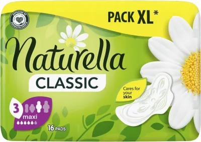 Image de Serviettes hygiéniques Naturella classic à ailettes maxi 16 pièces.