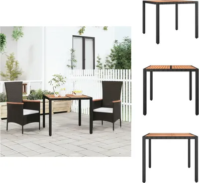 Immagine prodotto di vidaXL Tavolo da giardino con piano in legno in poly rattan nero e legno di acacia - Tavoli da giardino