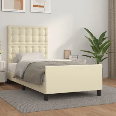 Produktbild von Bettgestell mit Kopfteil Creme 90x200 cm Kunstleder , Klassische Betten Design 2024