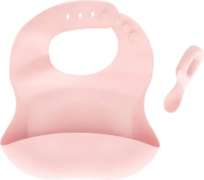 Produktbild von Set aus lätzchen und löffel yum silikon rosa - Atmosphera créateur d'intérieur