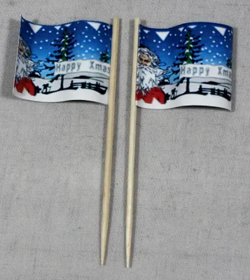 Produktbild von Party-Picker Flagge Weihnachten 5 Merry Xmas Papierfähnchen in Spitzenqualität 25 Stück Beutel