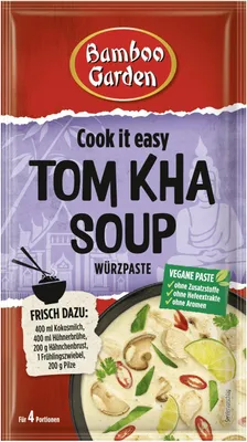 Produktbild von Bamboo Garden Tom Kha Suppe thailändisch cremig mit Kokosmilch und Hühnerbrühe