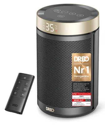 Produktbild von Dreo Energiesparender Heizlüfter, 34 dB Leiser 1500W Elektrischer PTC Keramik, Thermostat, Überhitzungs- & Kippschutz, 12 Std. Timer, Elektroheizung für Räume Schlafzimmer, Heater 316, Gold