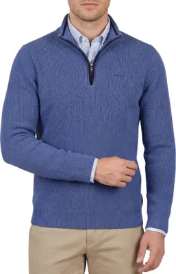 Produktbild von New Zealand Pullover blau mit Halbzip uni