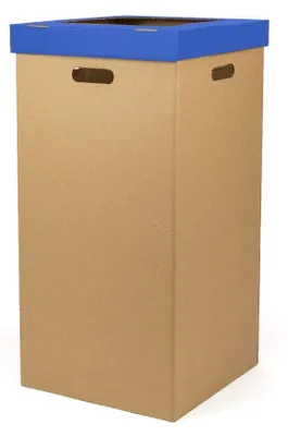 Image de Poubelle en carton avec couvercle et poignées, 70 litres, de couleur bleue
