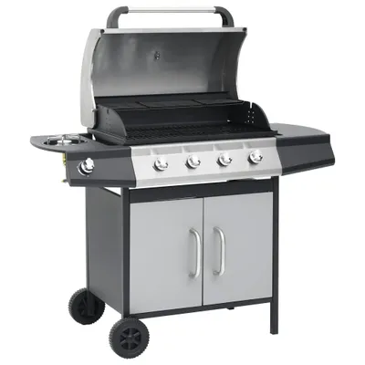 Image de vidaXL Barbecue à gaz 4+1 flammes noir et argenté acier & inox