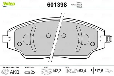 Produktbild von VALEO Bremsbeläge Bremsklötze VORNE 601398