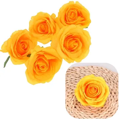Produktbild von Künstliche Rosenköpfe, 5 Stück, Orange